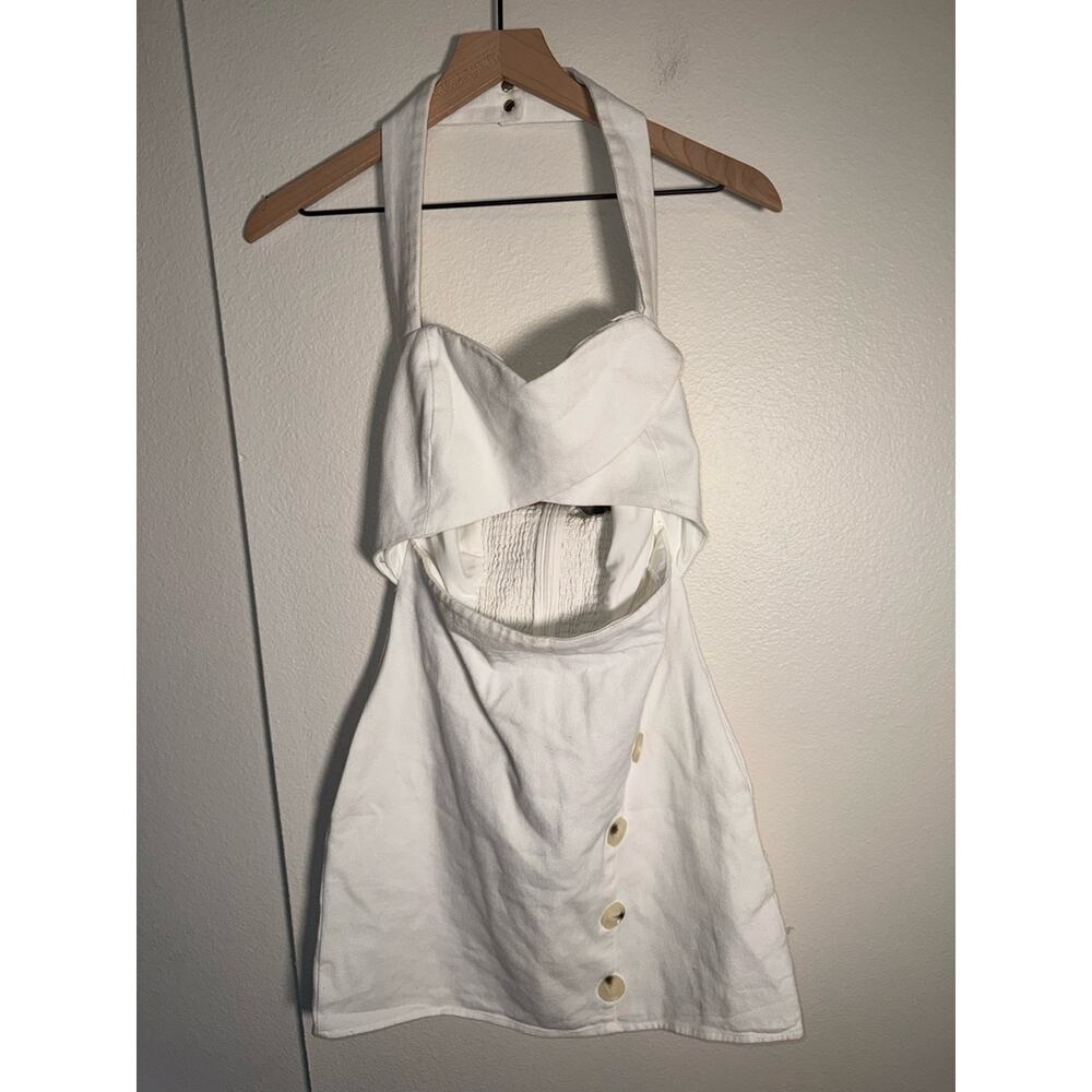 MARE MARE X Anthropologie Halter Cutout Mini bridal shower bachelorette Dress XS - Picture 3 of 9